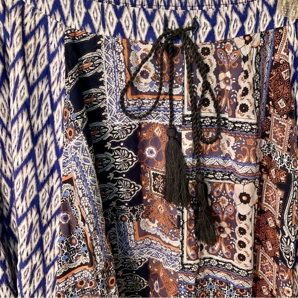 NWT Hem & Thread Skirt Poncho Combo Large Patchwork Boho Rayon Floral Geometric - Picture 15 of 15